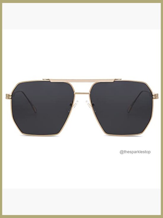 Retro Oversized Square Polarized Sunglasses Metal Frame UV Protection Unisex main image 4
